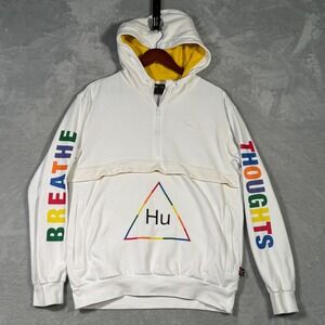 Adidas Hoodie Mens Small White Pullover Pharrell Williams Human Breathe Thoughts